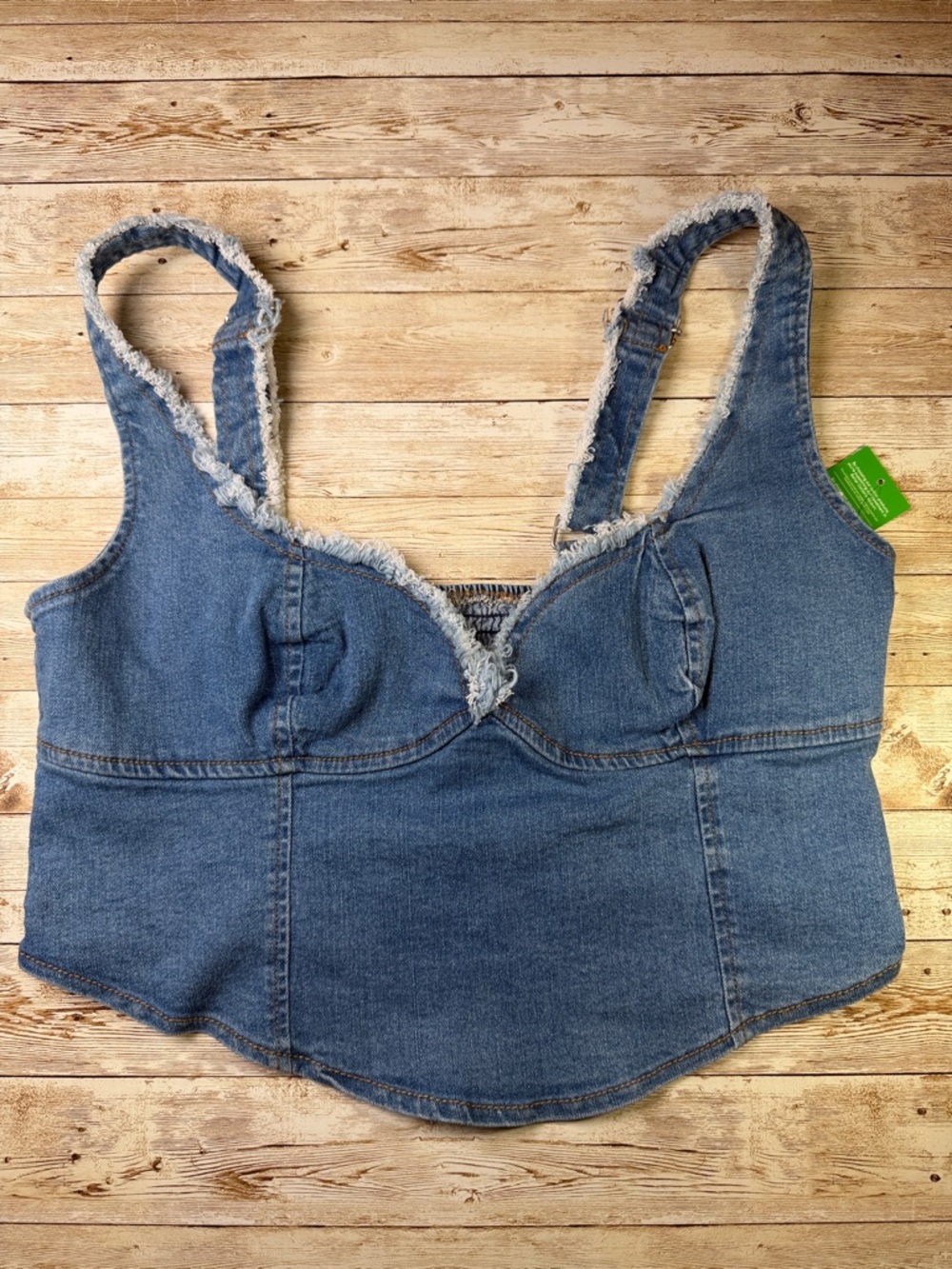 Tinseltown Denim Frayed-Trim Tank Top in Blue